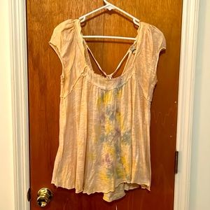 Free people yellow tie-die tee-shirt med